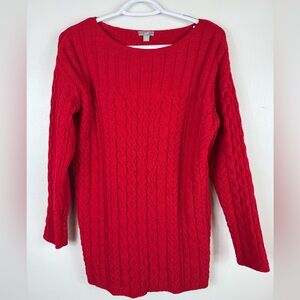 J Jill Chenille Cable Knit Sweater Red Size Small Christmas Festive Holiday